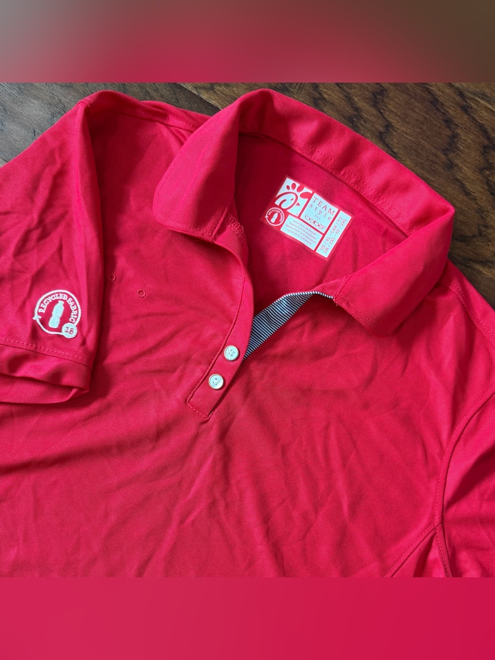 Chick-Fil-A Polo Women’s Shirt XL Oobe Team Style Red Uniform Recycled